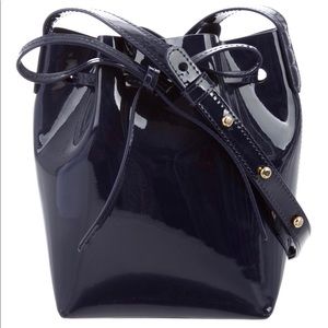 Mansur Gavriel Mini Patent Leather Bucket Bag Blue